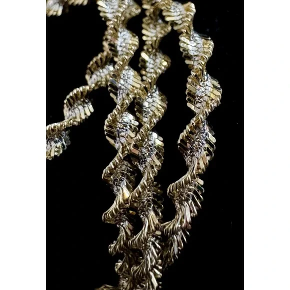 Sterling Silver 925 Italy Two Tone Diamond Cut Twist Chain Necklace 30" 14.26g - Picture 4 of 8